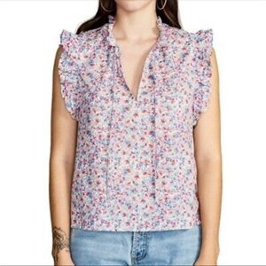 NWT BB Dakota by Steve Madden Floral Ditsy Top with Ruffle Sleeve Floral Print